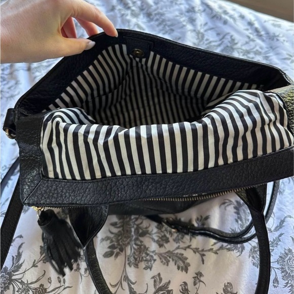 Kate Spade Fold-over Tassel Black Pebbled Leather Bag - Picture 4 of 5